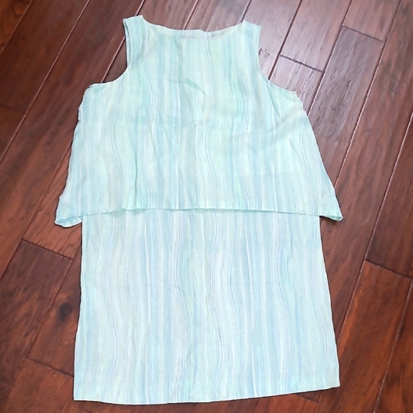 NWT J. Jill Vertically Striped Linen Sleeveless Dress size Large - Picture 1 of 9